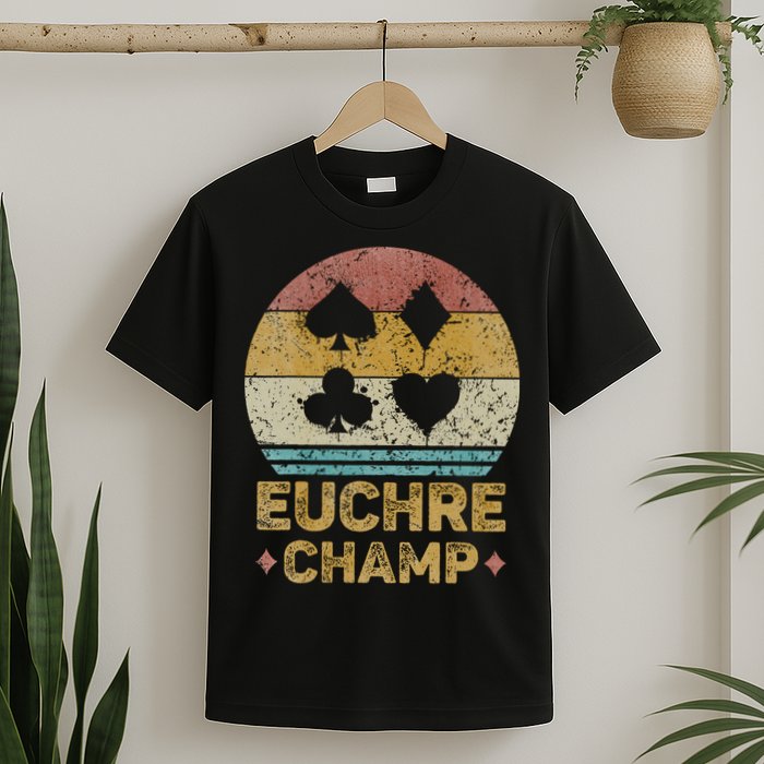 Euchre Champ Funny Vintage Euchre Board Game T-Shirt