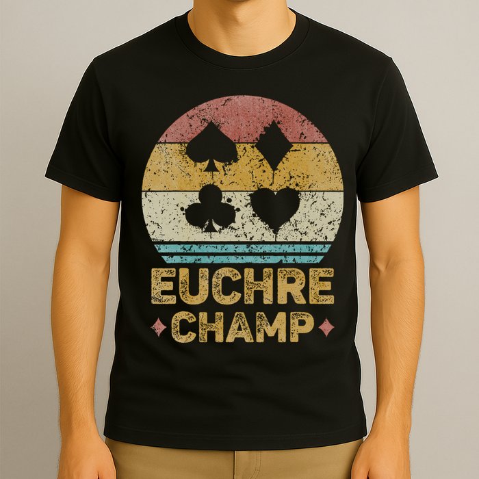 Euchre Champ Funny Vintage Euchre Board Game T-Shirt