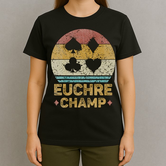 Euchre Champ Funny Vintage Euchre Board Game T-Shirt