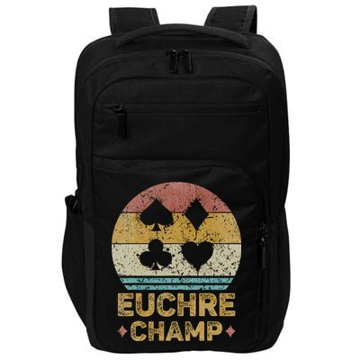 Euchre Champ Funny Vintage Euchre Board Game Impact Tech Backpack