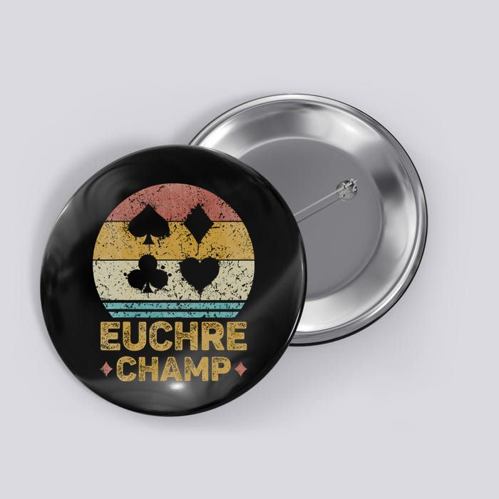 Euchre Champ Funny Vintage Euchre Board Game Button