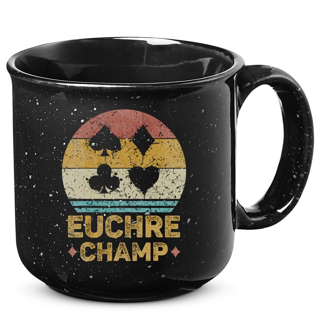 Euchre Champ Funny Vintage Euchre Board Game 15oz Campfire Ceramic Mug
