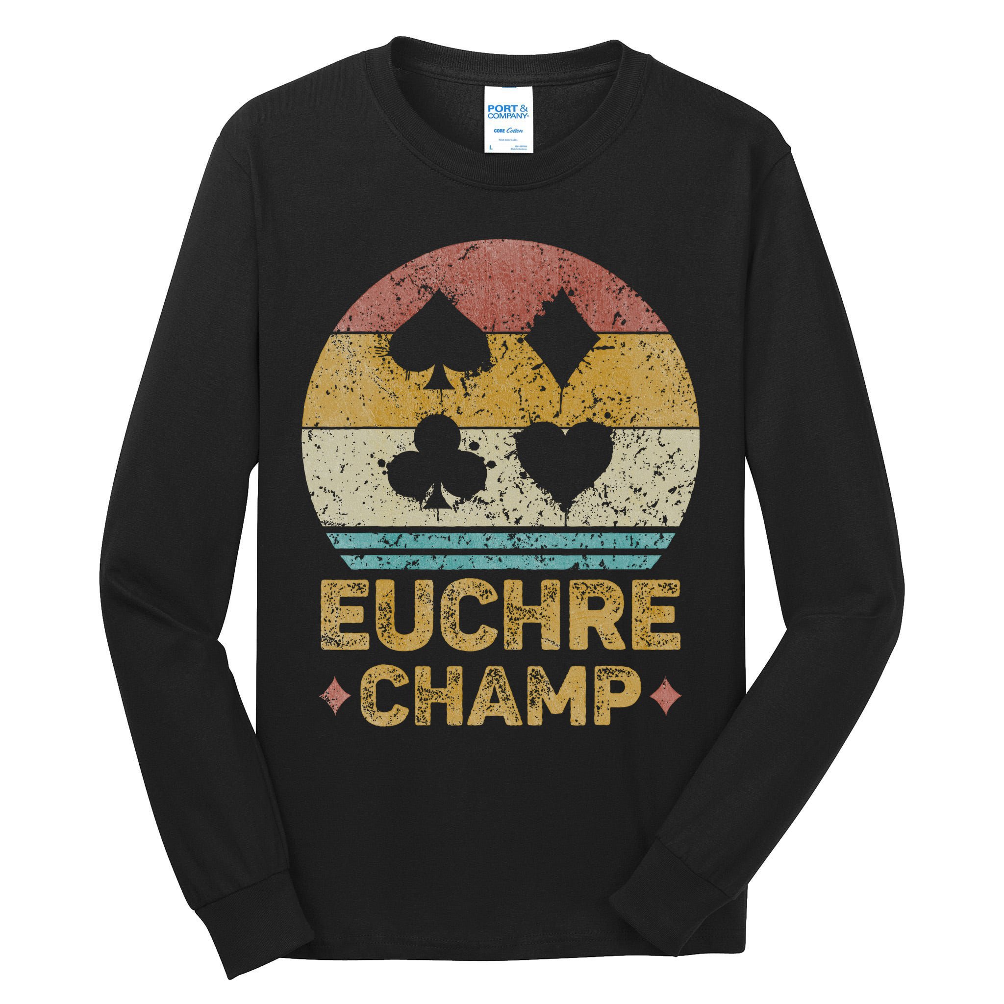 Euchre Champ Funny Vintage Euchre Board Game Tall Long Sleeve T-Shirt