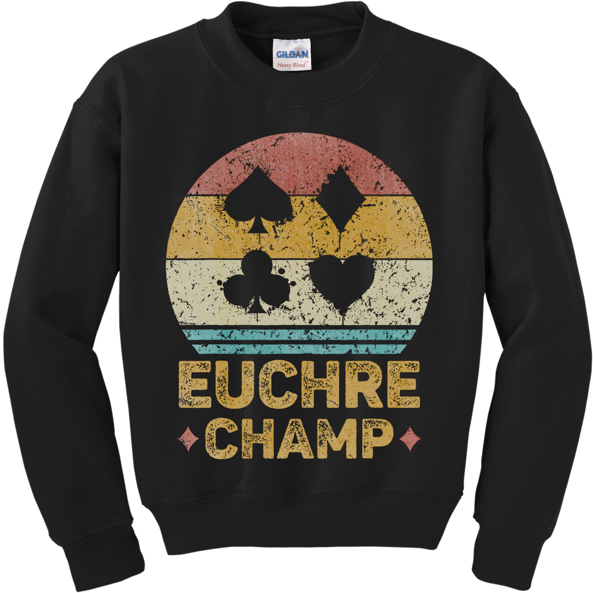 Euchre Champ Funny Vintage Euchre Board Game Kids Sweatshirt