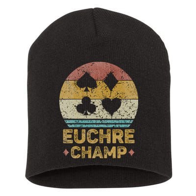 Euchre Champ Funny Vintage Euchre Board Game Short Acrylic Beanie