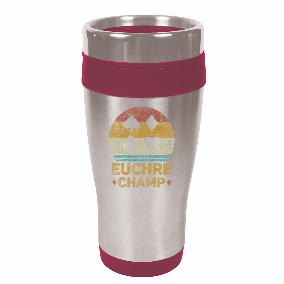 Euchre Champ Funny Vintage Euchre Board Game 16oz Travel Tumbler