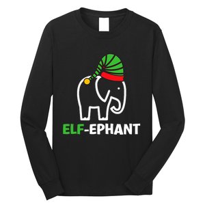 Elephants Christmas Funny Elfephant Elf Elephant Xmas Long Sleeve Shirt