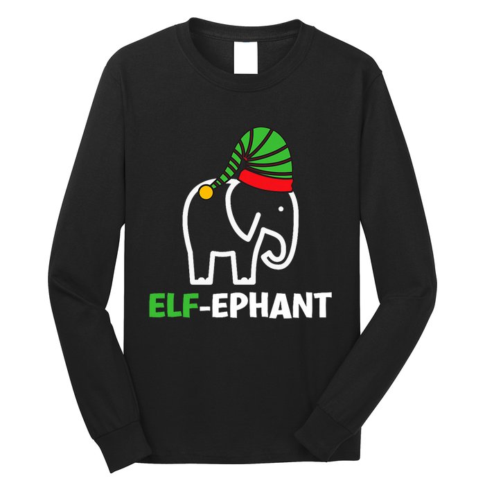 Elephants Christmas Funny Elfephant Elf Elephant Xmas Long Sleeve Shirt