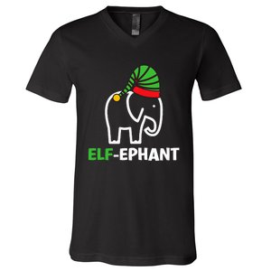 Elephants Christmas Funny Elfephant Elf Elephant Xmas V-Neck T-Shirt