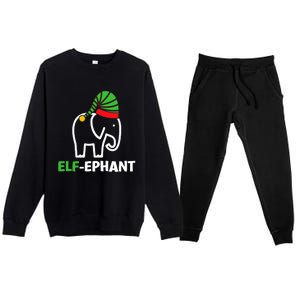 Elephants Christmas Funny Elfephant Elf Elephant Xmas Premium Crewneck Sweatsuit Set