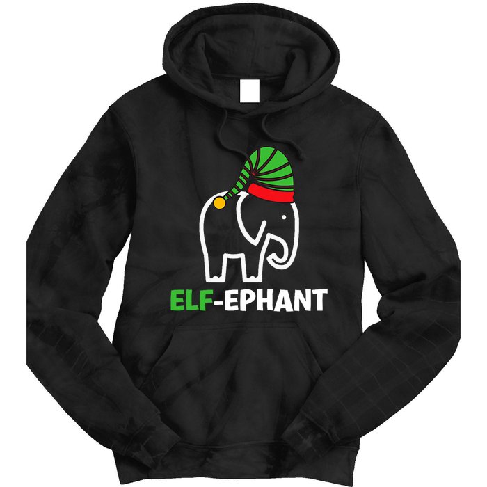 Elephants Christmas Funny Elfephant Elf Elephant Xmas Tie Dye Hoodie