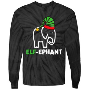 Elephants Christmas Funny Elfephant Elf Elephant Xmas Tie-Dye Long Sleeve Shirt