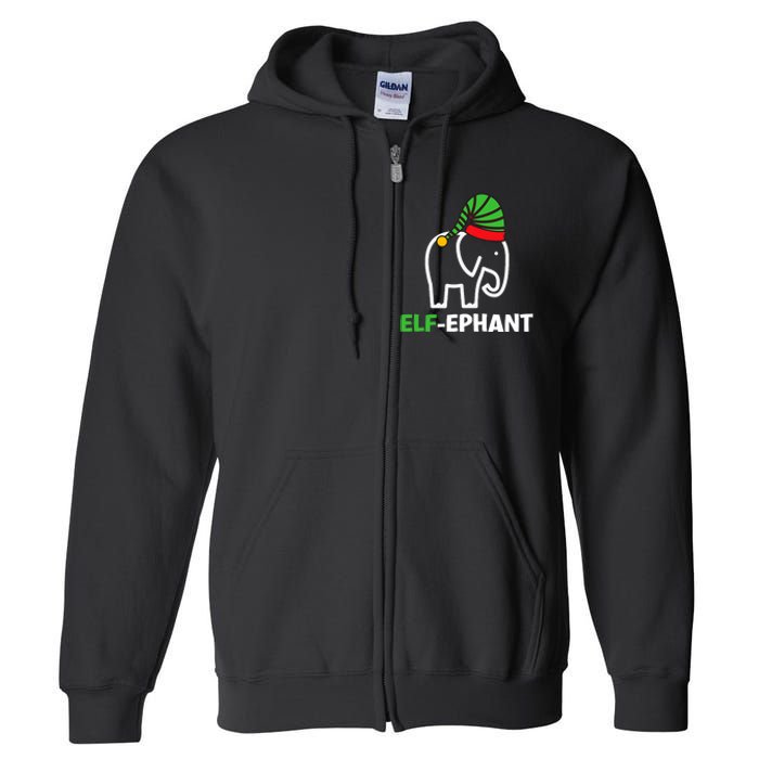 Elephants Christmas Funny Elfephant Elf Elephant Xmas Full Zip Hoodie