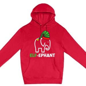 Elephants Christmas Funny Elfephant Elf Elephant Xmas Premium Pullover Hoodie