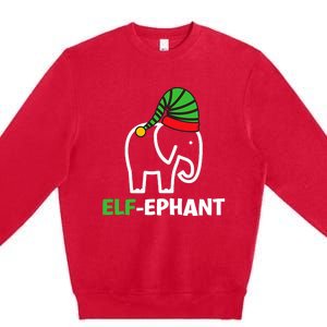 Elephants Christmas Funny Elfephant Elf Elephant Xmas Premium Crewneck Sweatshirt