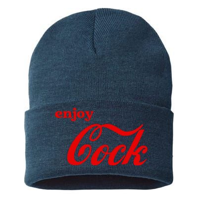 Enjoy Cock Funny Parody Logo Gift Sustainable Knit Beanie