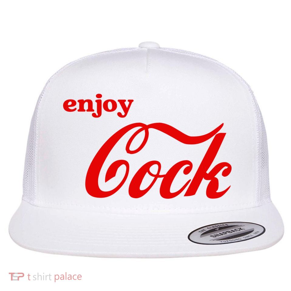 Enjoy Cock Funny Parody Logo Gift Flat Bill Trucker Hat
