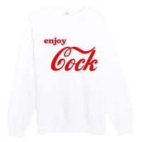 Enjoy Cock Funny Parody Logo Gift Premium Crewneck Sweatshirt