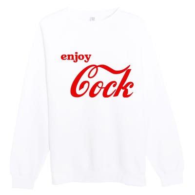 Enjoy Cock Funny Parody Logo Gift Premium Crewneck Sweatshirt