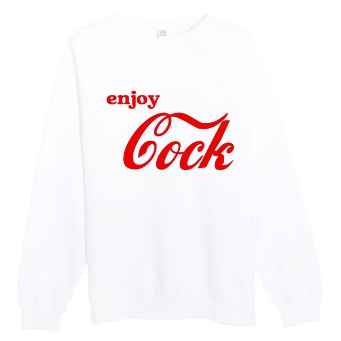 Enjoy Cock Funny Parody Logo Gift Premium Crewneck Sweatshirt