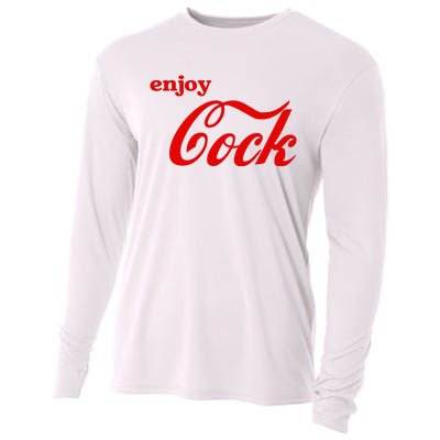 Enjoy Cock Funny Parody Logo Gift Cooling Performance Long Sleeve Crew