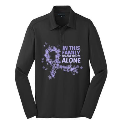 Esophageal Cancer Family Support Gift No One Fights Alone Gift Silk Touch Performance Long Sleeve Polo