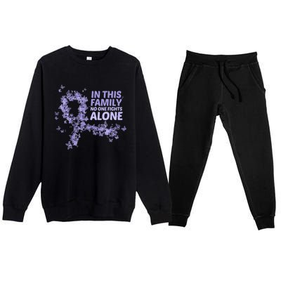 Esophageal Cancer Family Support Gift No One Fights Alone Gift Premium Crewneck Sweatsuit Set