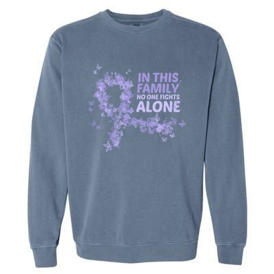 Esophageal Cancer Family Support Gift No One Fights Alone Gift Garment-Dyed Sweatshirt