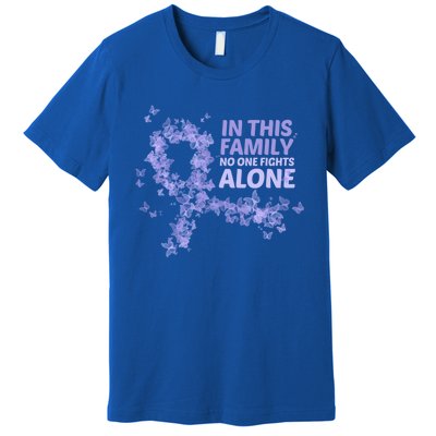 Esophageal Cancer Family Support Gift No One Fights Alone Gift Premium T-Shirt