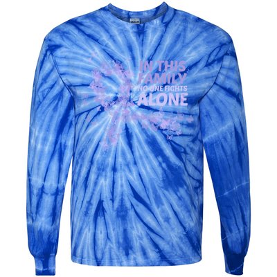 Esophageal Cancer Family Support Gift No One Fights Alone Gift Tie-Dye Long Sleeve Shirt