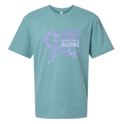 Esophageal Cancer Family Support Gift No One Fights Alone Gift Sueded Cloud Jersey T-Shirt