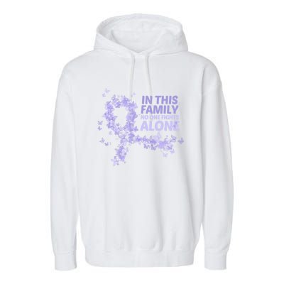 Esophageal Cancer Family Support Gift No One Fights Alone Gift Garment-Dyed Fleece Hoodie