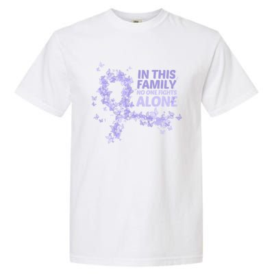 Esophageal Cancer Family Support Gift No One Fights Alone Gift Garment-Dyed Heavyweight T-Shirt