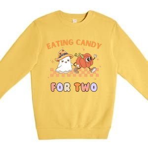 Eating Candy For Two Pregnant Halloween Premium Crewneck Sweatshirt