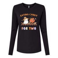 Eating Candy For Two Pregnant Halloween Womens Cotton Relaxed Long Sleeve T-Shirt