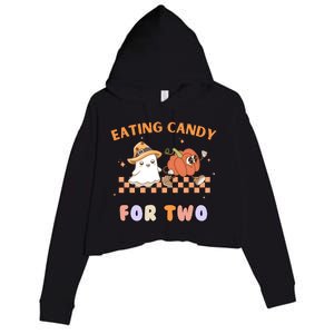 Eating Candy For Two Pregnant Halloween Crop Fleece Hoodie