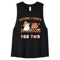 Eating Candy For Two Pregnant Halloween Women's Racerback Cropped Tank