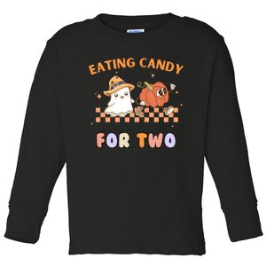 Eating Candy For Two Pregnant Halloween Toddler Long Sleeve Shirt