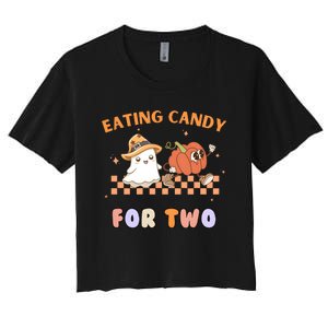 Eating Candy For Two Pregnant Halloween Women's Crop Top Tee