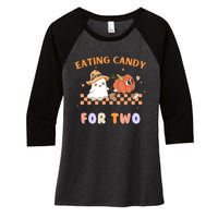 Eating Candy For Two Pregnant Halloween Women's Tri-Blend 3/4-Sleeve Raglan Shirt