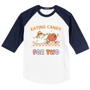 Eating Candy For Two Pregnant Halloween Baseball Sleeve Shirt