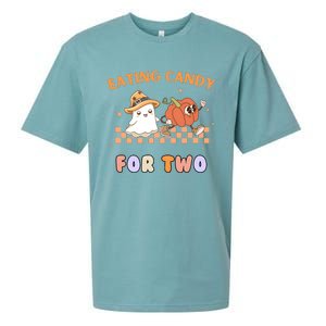 Eating Candy For Two Pregnant Halloween Sueded Cloud Jersey T-Shirt