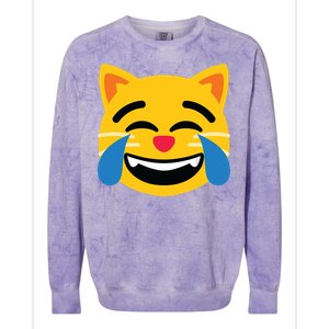 Emoticon Cat Face With Tears Of Joy Colorblast Crewneck Sweatshirt