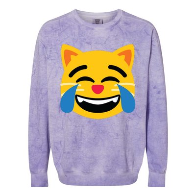 Emoticon Cat Face With Tears Of Joy Colorblast Crewneck Sweatshirt