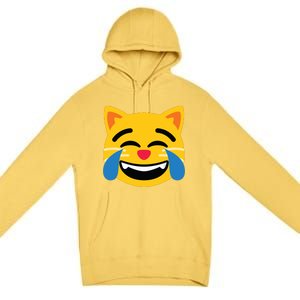 Emoticon Cat Face With Tears Of Joy Premium Pullover Hoodie