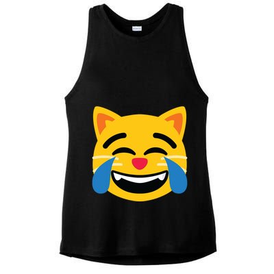 Emoticon Cat Face With Tears Of Joy Ladies PosiCharge Tri-Blend Wicking Tank