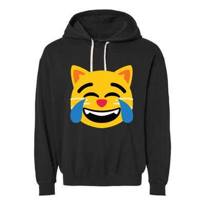 Emoticon Cat Face With Tears Of Joy Garment-Dyed Fleece Hoodie
