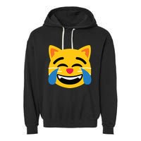Emoticon Cat Face With Tears Of Joy Garment-Dyed Fleece Hoodie