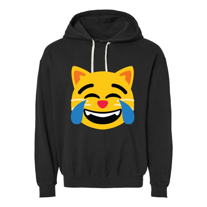 Emoticon Cat Face With Tears Of Joy Garment-Dyed Fleece Hoodie