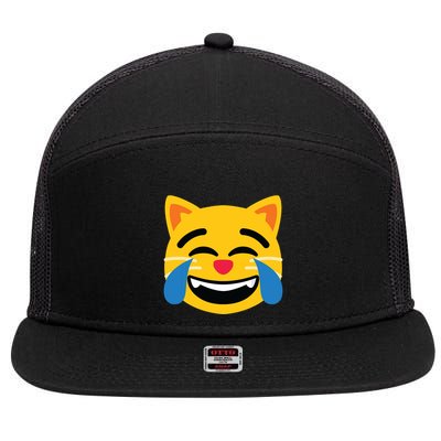 Emoticon Cat Face With Tears Of Joy 7 Panel Mesh Trucker Snapback Hat